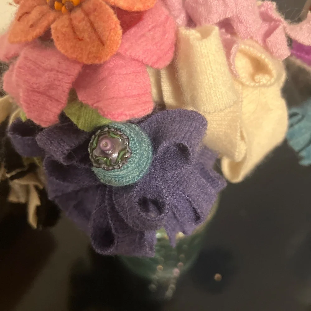 Handmade felt flowers with vase